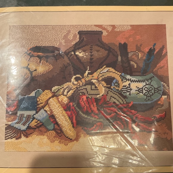 Vintage Sunset Native American Still Life needlepoint kit - Picture 2 of 5
